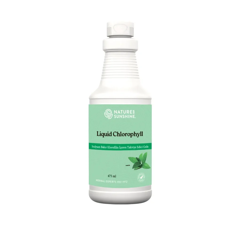 Sıvı şişesi. Sodyum Bakır Klorofilin (Chlorophyll Liquid) - Takviye Edici Gıdadır. Ürün kodu: 1580