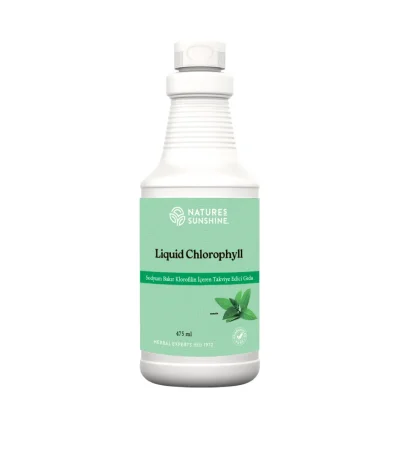 Sıvı şişesi. Sodyum Bakır Klorofilin (Chlorophyll Liquid) - Takviye Edici Gıdadır. Ürün kodu: 1580